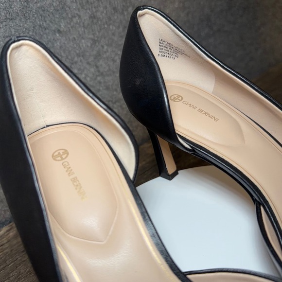 Gianni Bernini Heels Womens 8M Black Leather Peep Toe DOrsay - Picture 10 of 13